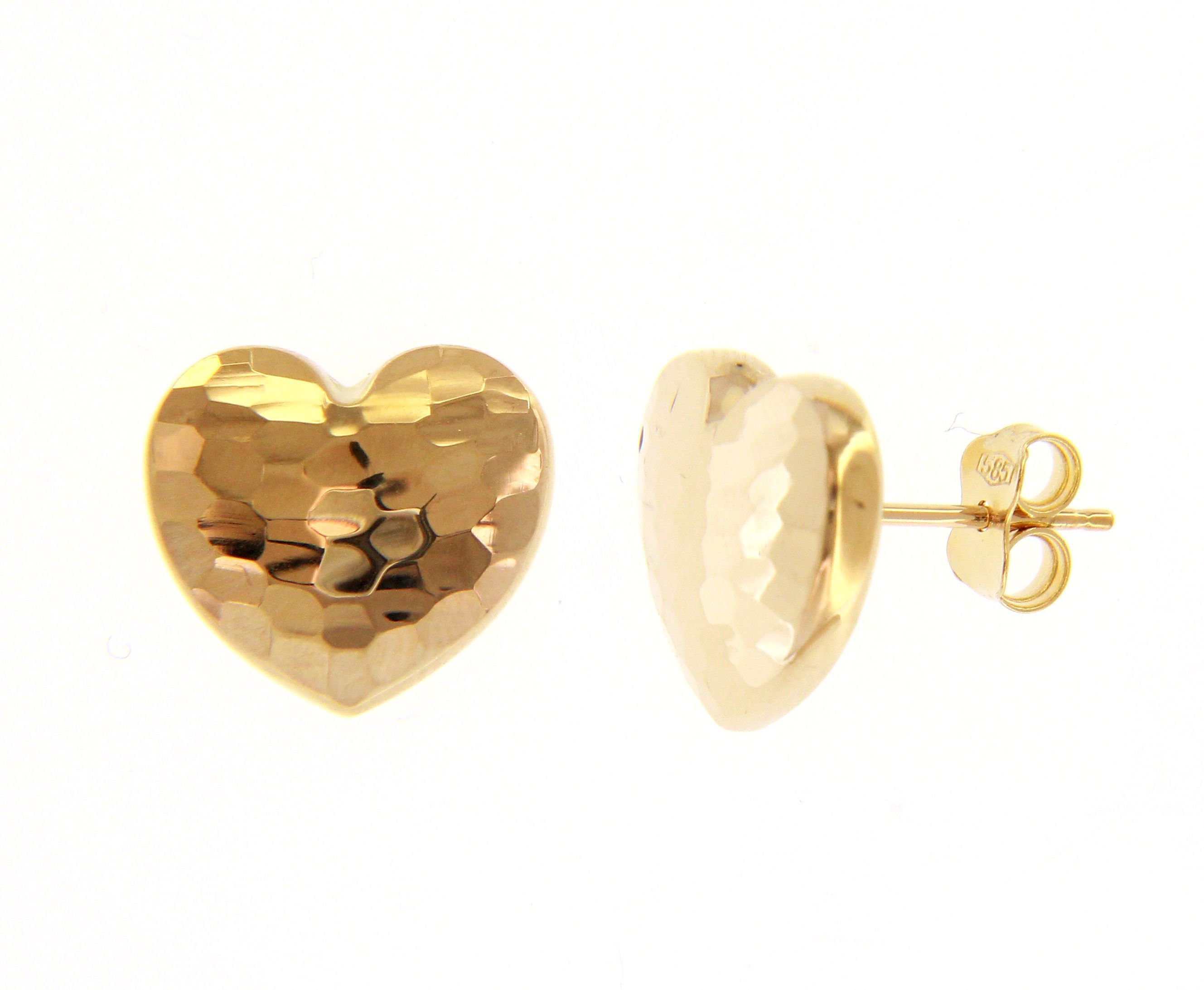 Σκουλαρίκια καρδούλες απο σφυρήλατο χρυσό κ14 (code S225031)